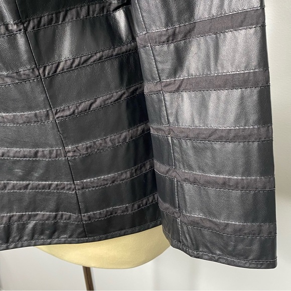Lafayette 148 New York Leather Striped Jacket - Picture 7 of 12